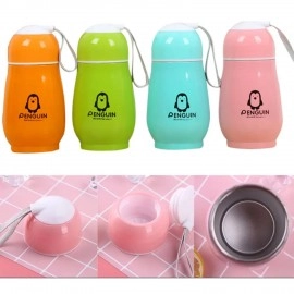 300ML Cartoon Cute Penguin Stainless Steel Thermos Children Student Portable Outdoor Milk Stainless Steel Travel Belly Cup - Vacuum Flask for Kids/Childrens