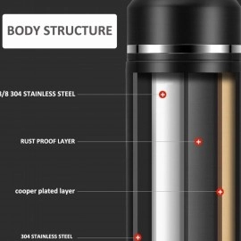 500ML Stainless Steel Vacuum Flask Set with 3 Steel Cups Combo for Coffee Hot Drink and Cold Water Flask Ideal Gift for Winter - Housewarming