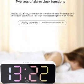 LED Digital Alarm Clock USB Rechargeable Digital Alarm Clock with Date and Temperature 12/24H Clocks Snooze LCD Display Smart Clock
