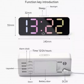 LED Digital Alarm Clock USB Rechargeable Digital Alarm Clock with Date and Temperature 12/24H Clocks Snooze LCD Display Smart Clock