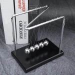 Magnetic Z-Shaped Newton’s Cradle Balance Steel Balls Classic Metal Base Pendulum Physics Science Ornaments Smart Toys Ornaments for Office Desktop Decoration Accessories Home Bedroom