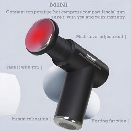 Mini Massage Gun Deep Tissue Portable 6 Speeds Percussion Muscle Massager with 6 Massage Heads 1800mAh Battery & Type-C Charging 50dB Super Quiet Gun for Muscle Pain Relief (Black)