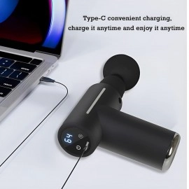 Mini Massage Gun Deep Tissue Portable 6 Speeds Percussion Muscle Massager with 6 Massage Heads 1800mAh Battery & Type-C Charging 50dB Super Quiet Gun for Muscle Pain Relief (Black)