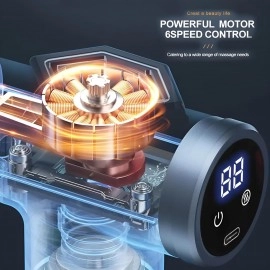 Mini Massage Gun Deep Tissue Portable 6 Speeds Percussion Muscle Massager with 6 Massage Heads 1800mAh Battery & Type-C Charging 50dB Super Quiet Gun for Muscle Pain Relief (Black)