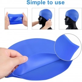 Silicone Swim Goggles & Swim Cap Combo Set Non-Slip Material Anti-Fog UV Protection Caps for Long and Short Hair Girls and Boys (Pack of 1)