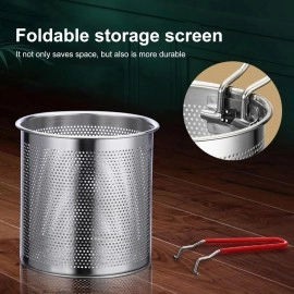 DAYANIDHI Small Deep Frying Pot With Strainer Basket | 1200ml Stainless Steel Pan With Long Handle | Ideal For Frying French Fries/Chicken Wings/Shrimp/Fish/Boiling Butter/Sauce/Gravies/Pasta(1Piece)