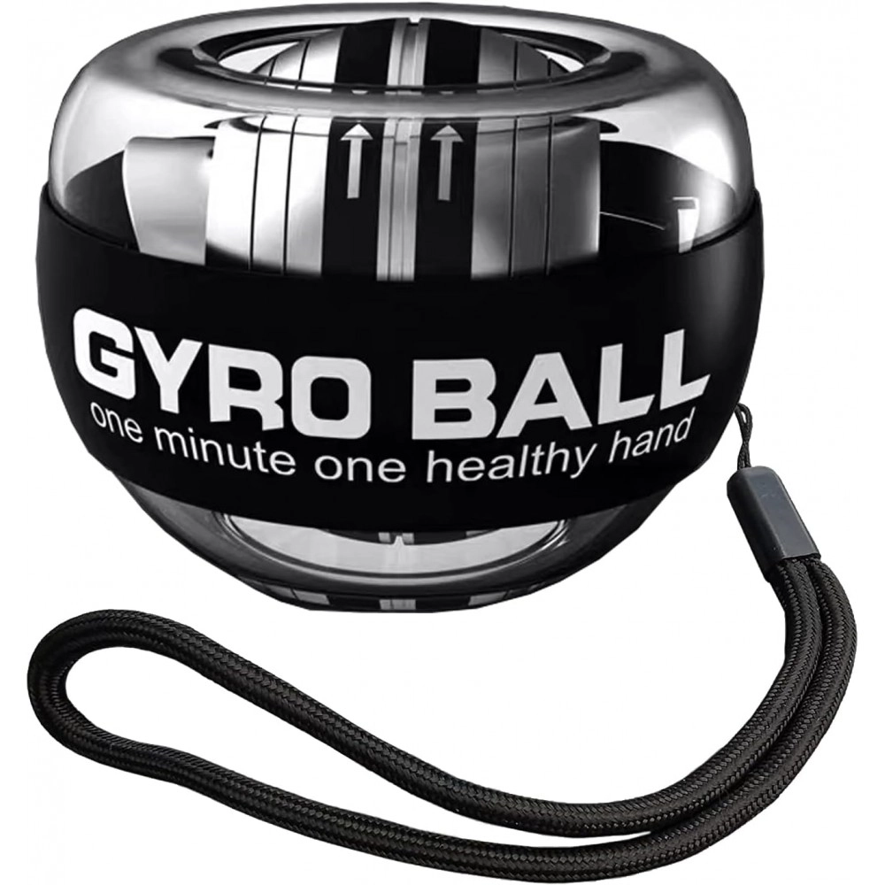 Wrist Strengthening Device Self-Starting Gyro Ball Finger Grip Force Arm Strength Trainer to Relieve Stress Ball with Colour Lights and Wrist Rope (Multicolour)