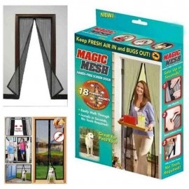Magic Mesh Magnetic Mosquito Screen Door Net Curtain with Magnets Reinforced Polyester Mesh Curtain Back Door Mesh with Full Frame Hook & Loop Auto-Closing Fly Mesh Insect Mosquito Nets