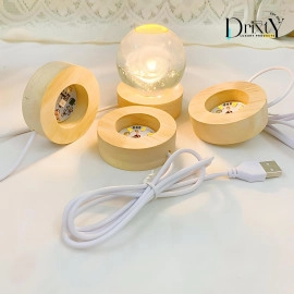 3D Galaxy Crystal Ball Night Light Creative Engraved Aesthetic Ball Dim Night Lamp, USB Powered Bed Table Lamp LED Wooden Base for Home Decoration, Birthday, Gifts, Teens (Dolphine Lamp)
