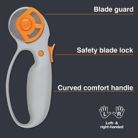 45 mm Classic Loop Rotary Cutter | Squeeze Handle with Safety Lock | Comfort Rotary Cutter | Ergonomic Design Fabric Handle | Precise Cutting Tool Ideal for Sewing Fabric Leather Quilting