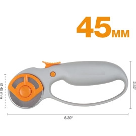 45 mm Classic Loop Rotary Cutter | Squeeze Handle with Safety Lock | Comfort Rotary Cutter | Ergonomic Design Fabric Handle | Precise Cutting Tool Ideal for Sewing Fabric Leather Quilting