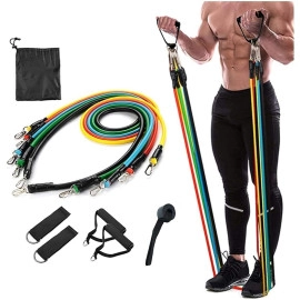 Gym Power Resistance Band Set for Workout, Resistance Band for Exercise, Resistance Band for Pull ups, tricep, Legs, Rubber Tube with Door Anchor and Hook (Multicolor)