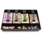 4 Slot Cash Tray, 4 Cash Bills and 3 Coin Compartment Cash Drawer Safe Box  for Money Storage  for Petty Cash Money Storage Box