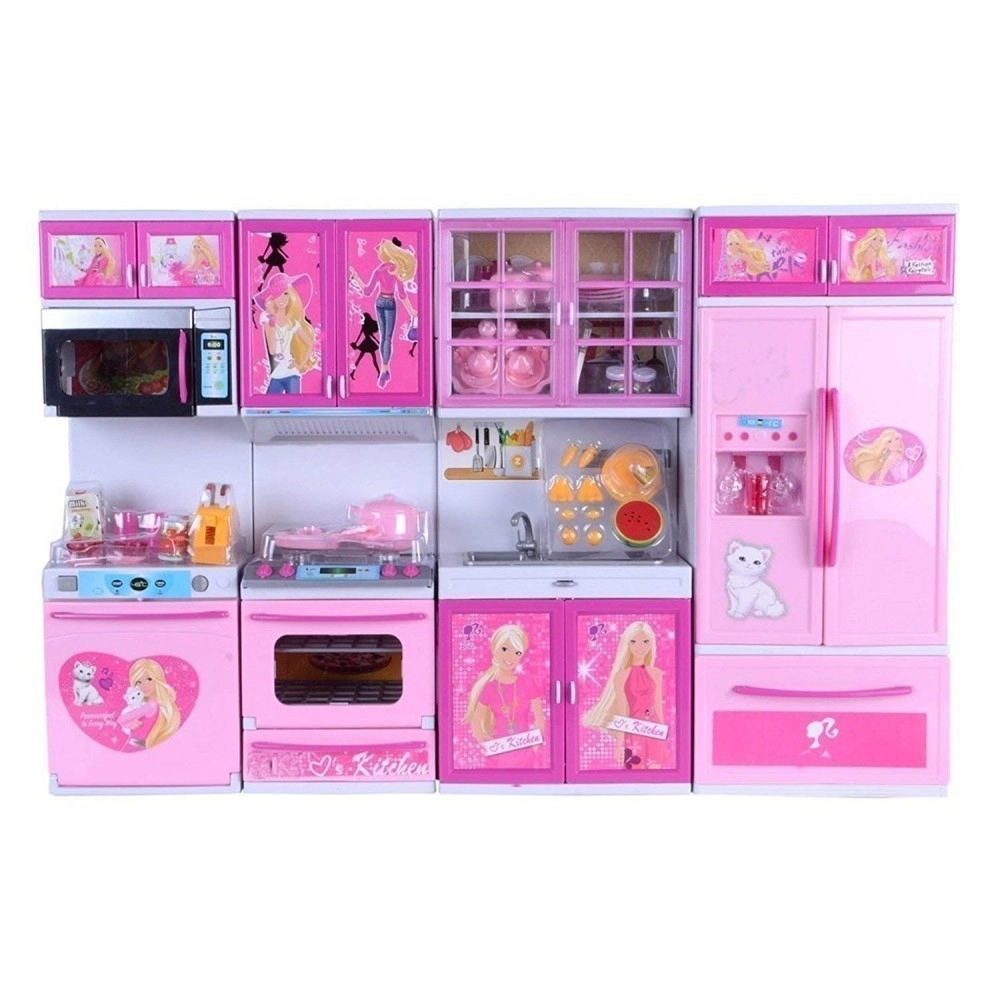 Door Dream House Kitchen Set Light & Sound,Plastic,Pack of 1 Set,Pink (4 Door Dream House Kitchen Set)