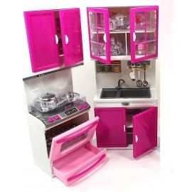 Door Dream House Kitchen Set Light & Sound,Plastic,Pack of 1 Set,Pink (4 Door Dream House Kitchen Set)