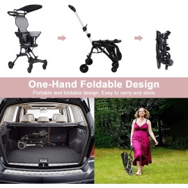 Compact Baby Stroller| New Born/Toddler/Kid, Safety Harness| Travel Stroller with Adjustable Handles and Backrest| Foldable Cart & Sun Roof Umbrella| Easy to Carry in Flight as Hand Bag