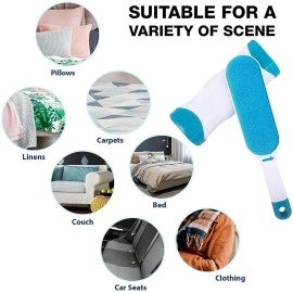 Pet Hair Remover for Couch Furniture Clothing Car Seat Carpet Pet Bed Fur Lint Brush Fur Remover Fur Lint Removal Dog Hair Remover Cat Hair Remover Double-Sided Brush Self-Cleaning Base