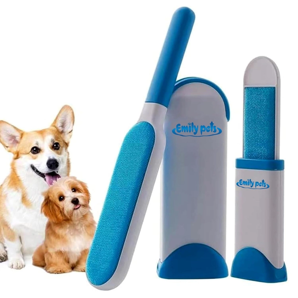 Pet Hair Remover for Couch Furniture Clothing Car Seat Carpet Pet Bed Fur Lint Brush Fur Remover Fur Lint Removal Dog Hair Remover Cat Hair Remover Double-Sided Brush Self-Cleaning Base