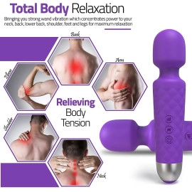 Full Body Massager for Women & Men, Rechargeable Wireless Massager Machine for Pain Relief, Handheld Massager with Medical Grade Silicone, 8 Speeds, 20 Modes, (Black)