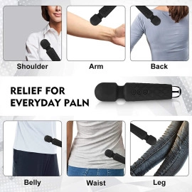 Full Body Massager for Women & Men, Rechargeable Wireless Massager Machine for Pain Relief, Handheld Massager with Medical Grade Silicone, 8 Speeds, 20 Modes, (Black)