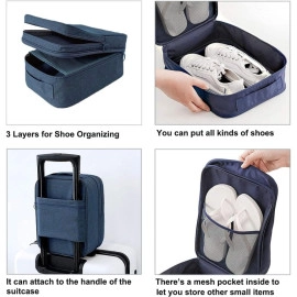 Shoe Bag Pouches Organizer Cover Travel Portable Waterproof Multipurpose Travelling Luggage Essentials Holds Upto 3 Pair of Shoes Storage Packing Sneaker, Slipper, Sandal for Men Women