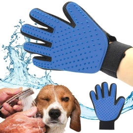 Pet Grooming, Deshedding & Massaging Glove for Dogs Cats and Other Small Animals, Cleaning Remove Hair and Bath True Touch Glove (Single-Sided Glove)