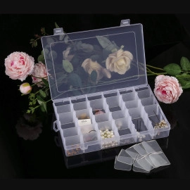 15/24/36 Grids Clear Plastic Organizer Jewelry Storage Box,Transparent Organizer Box Case for Earring Beads Fishing Hooks, Transparent, 17.8 X 10.5 X 2.4 Cm (STORAGE BOX 15 GRID)