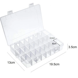 15/24/36 Grids Clear Plastic Organizer Jewelry Storage Box,Transparent Organizer Box Case for Earring Beads Fishing Hooks, Transparent, 17.8 X 10.5 X 2.4 Cm (STORAGE BOX 15 GRID)