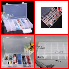 15/24/36 Grids Clear Plastic Organizer Jewelry Storage Box,Transparent Organizer Box Case for Earring Beads Fishing Hooks, Transparent, 17.8 X 10.5 X 2.4 Cm (STORAGE BOX 15 GRID)