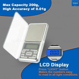Mini Pocket Weight Scale Digital Jewellery/Chem/Kitchen Small Weighing Machine With Auto Calibration, Tare Full Capacity, Operational Temp 10-30 Degree ( 200 /0.01 G), Silver