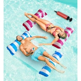 4 in 1 Inflatable Pool Float Swimming Pool Lounger Multi-Purpose Pool Hammock (Saddle Lounge Chair, Hammock, Drifter) Pool Raft Lake Floats for Water Fun Inflatable Float Bed (Pack of 1)