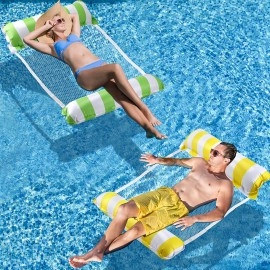4 in 1 Inflatable Pool Float Swimming Pool Lounger Multi-Purpose Pool Hammock (Saddle Lounge Chair, Hammock, Drifter) Pool Raft Lake Floats for Water Fun Inflatable Float Bed (Pack of 1)