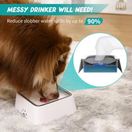Plastic Dog Water Bowl Non Spill, 70Oz/2L Large Pet Water Bowl With Filter, Slow Water Feeder Vehicle Carried Splash Free For Dogs Cats Pets, Floating Disk