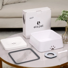 Plastic Dog Water Bowl Non Spill, 70Oz/2L Large Pet Water Bowl With Filter, Slow Water Feeder Vehicle Carried Splash Free For Dogs Cats Pets, Floating Disk