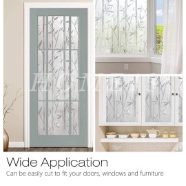 Bamboo Glass Frosted Window Film Anti UV Privacy Self Adhesive Window Glass Sticker for Home & Offie (16"x50" Inch, Bamboo Glass Frosted)