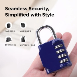 4-Digit Code Combination Heavy Duty Door Lock | Number Lock | Portable Luggage Lock | Travel Lock for Briefcase, Laptop Bags(Pack of 1) (Blue)