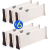 Drawer Plastic Dividers Organizer 6 Pack, Adjustable Separators 4" High Expandable From 14.9-21" For Bedroom, Bathroom, Closet, Clothing, Office, Kitchen Storage (6Pack), Black