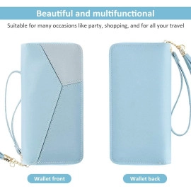 Women Wallet Wallet for Women and Girls | Zipper Wallets Leather Credit Card Holder (Blue)