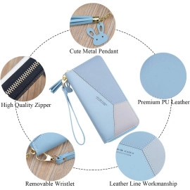 Women Wallet Wallet for Women and Girls | Zipper Wallets Leather Credit Card Holder (Blue)