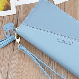Women Wallet Wallet for Women and Girls | Zipper Wallets Leather Credit Card Holder (Blue)