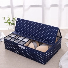 Multi Compartment Foldable Storage Box/Closet Organizer/Drawer Organizer, 16 Grids For Underwear Closet Storage For Bra, Panty Innerwear Organizer For Wardrobe(Polypropylene, Fabric, Oxford)
