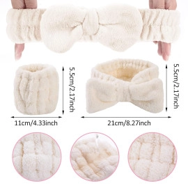 Women Headband And Wristband Set, Microfiber Wrist, Wrist Wash Bands, Skincare Headbands Makeup Headband With Wrist Band, Facial Headband Face Wash Wristbands For Washing Face