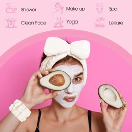 Women Headband And Wristband Set, Microfiber Wrist, Wrist Wash Bands, Skincare Headbands Makeup Headband With Wrist Band, Facial Headband Face Wash Wristbands For Washing Face