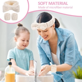 Women Headband And Wristband Set, Microfiber Wrist, Wrist Wash Bands, Skincare Headbands Makeup Headband With Wrist Band, Facial Headband Face Wash Wristbands For Washing Face