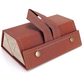 3 Layer Sunglasses Organizer Box, PU Leather Hanging Foldable Eyeglasses Case Storage Box Multiple Pairs Eyeglasses Storage Box Hanging Eyewear Holder for Men Women (Set of 1)