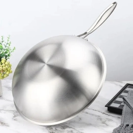 30CM Non-Stick Stainless Steel Pan Honeycomb Design PFOA Free Dishwasher Cooking Pan Omelet Egg Pan (Silver, 1-Pcs)