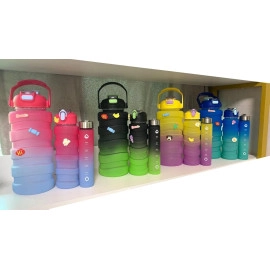 Abs Motivational Sports Fitness Gym Water Bottle, 2000Ml 640Ml 235Ml 3 In1 3Pcs Fitness Gym Unbreakable Spirit Water Bottle For Office/Gym/Collage/School/Home (1-Set), Multicolor