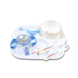 Baby Feeding Tableware Series BPA Free Baby Food 6in1 Lunch Serving Plates Set with Milk Water Bottle Feeding Kit Food Grade, Reusable, Full Meals Dish (Multi, 1-Pcs)