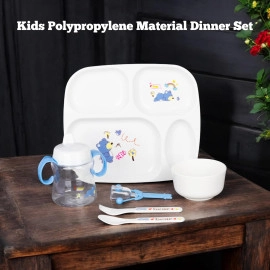 Baby Feeding Tableware Series BPA Free Baby Food 6in1 Lunch Serving Plates Set with Milk Water Bottle Feeding Kit Food Grade, Reusable, Full Meals Dish (Multi, 1-Pcs)