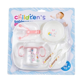 Baby Feeding Tableware Series BPA Free Baby Food 6in1 Lunch Serving Plates Set with Milk Water Bottle Feeding Kit Food Grade, Reusable, Full Meals Dish (Multi, 1-Pcs)